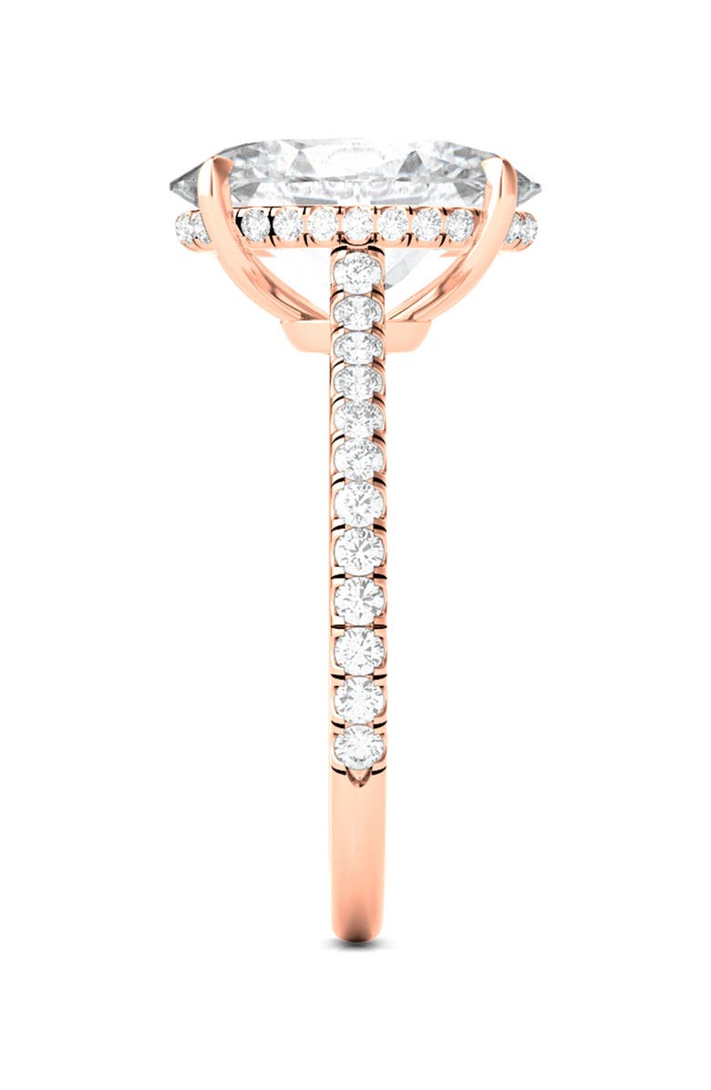 HauteCarat Oval Cut Pavé Lab Grown Diamond Ring, Alternate, color, 2.00 Ctw 18K Rose Gold
