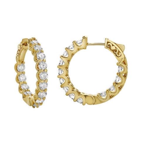 Lilith 14K Gold Diamond Hoop Earrings - 4 Cts
