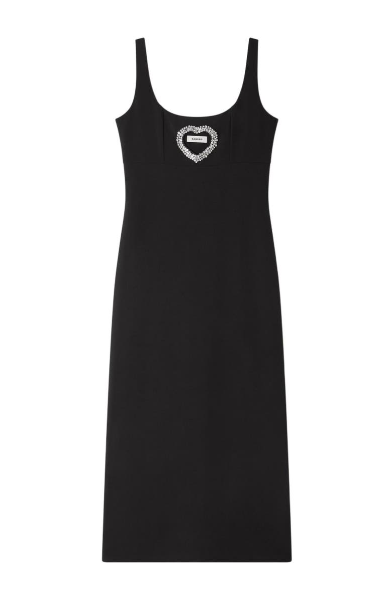 SANDRO Rhinestone heart maxi dress, Alternate, color, Black