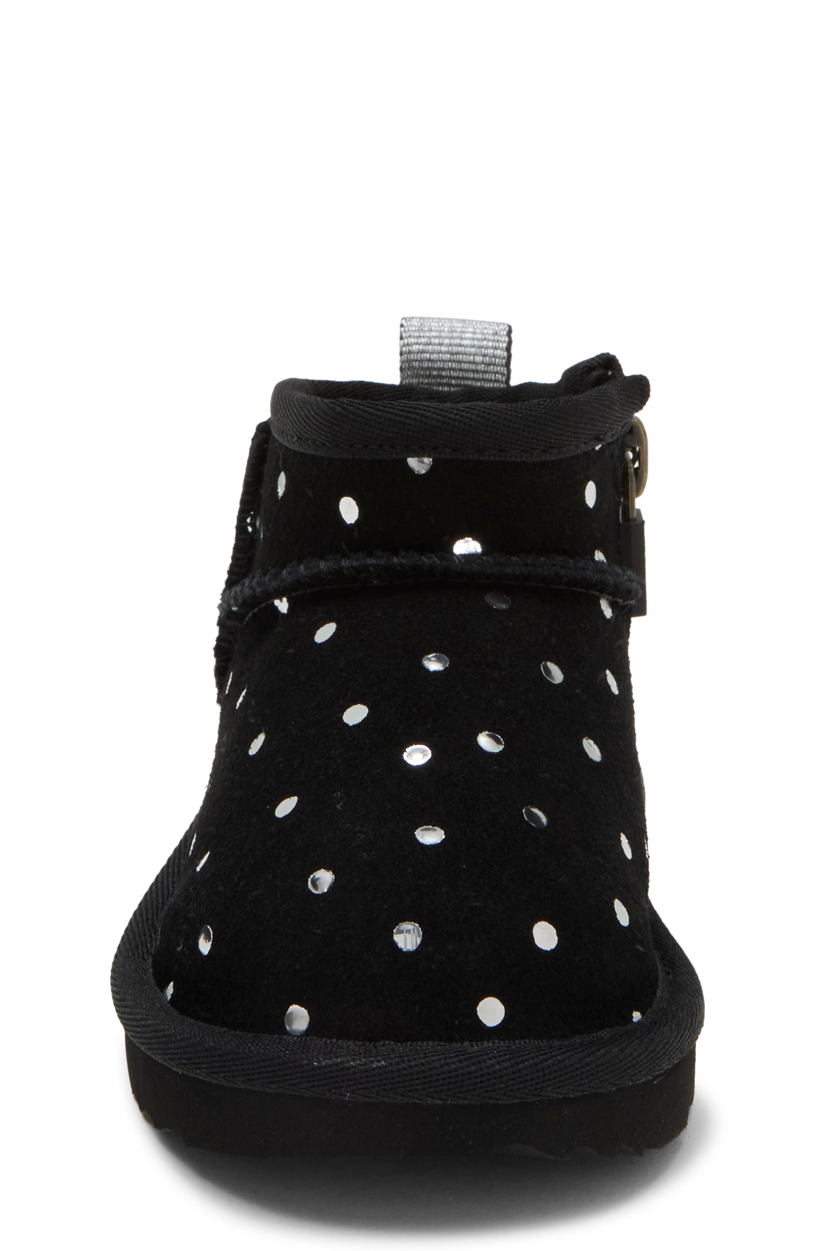 Kids' Classic Ultra Mini Shiny Dot Boot, Alternate, color, BLACK
