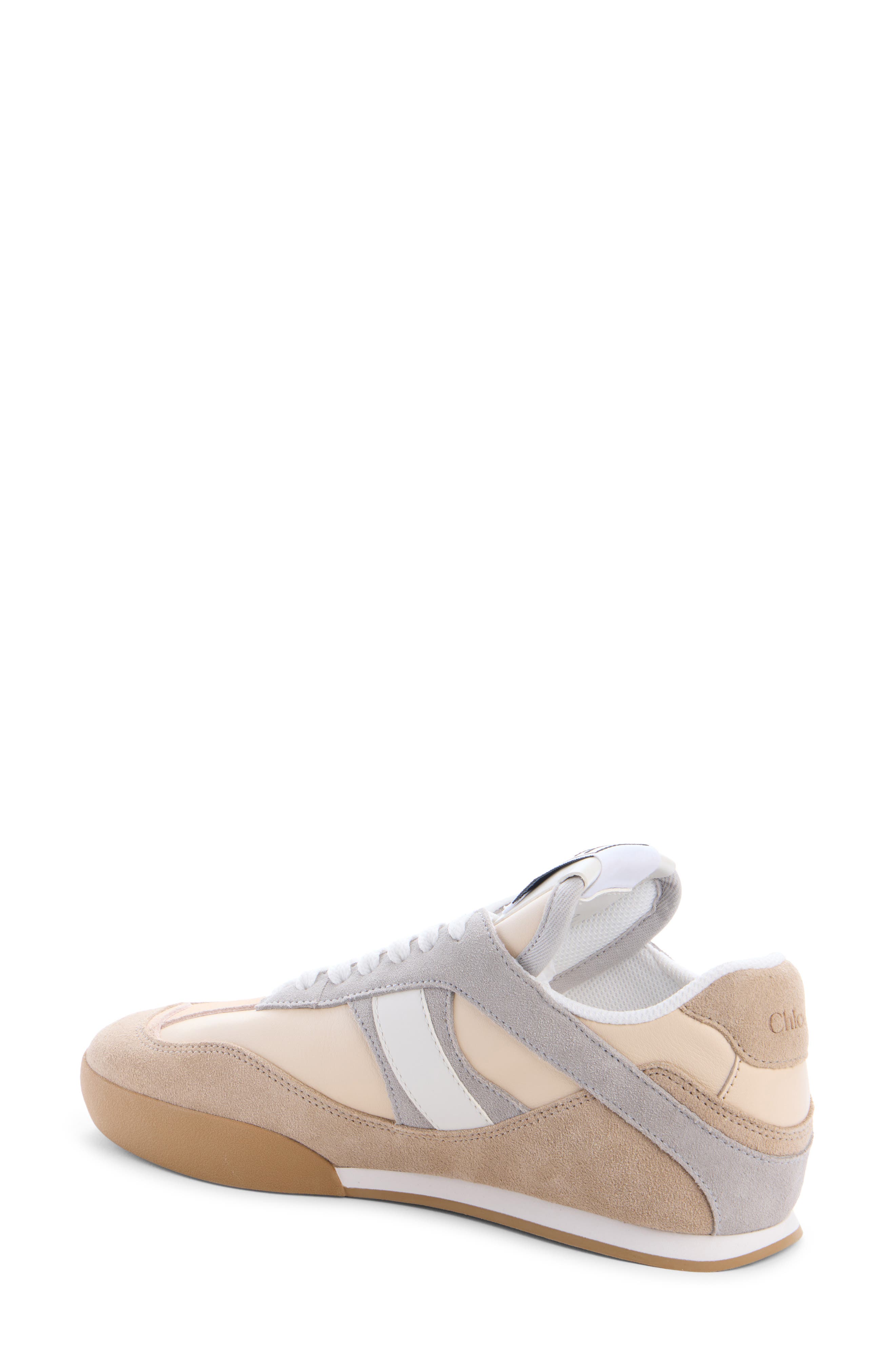 Chloé Kick Leather & Mesh Sneaker, Alternate, color, Dove Grey