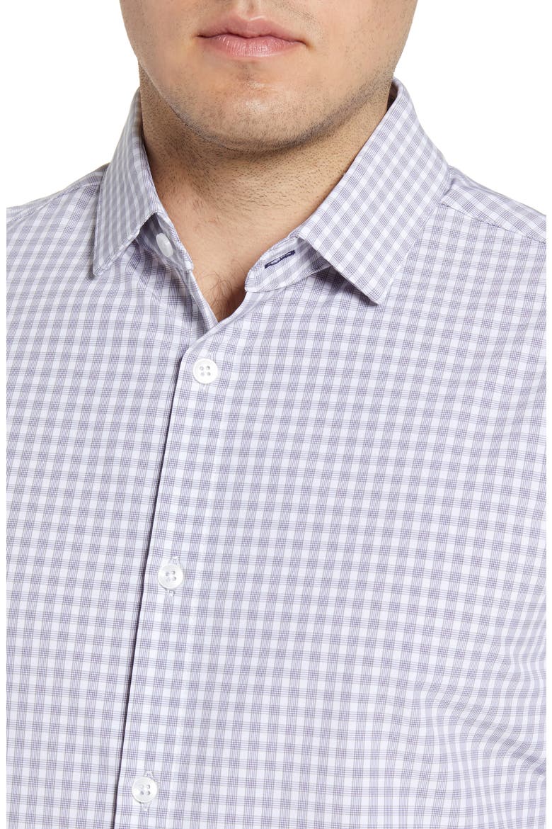 Ryder Glen Trim Fit Plaid Button-Up Performance Sport Shirt, Alternate, color, GREY