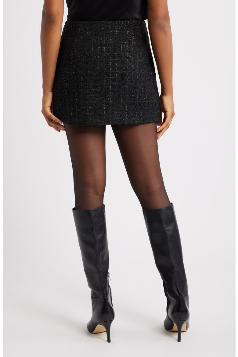 Tweed Miniskirt, Alternate, color, BLACK