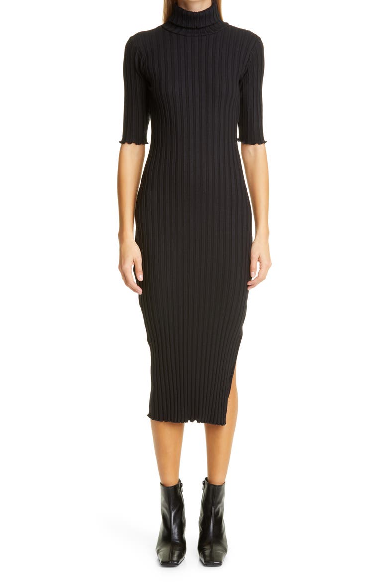 RIB by Simon Miller Novo Turtleneck Midi Dress, Main, color, BLACK