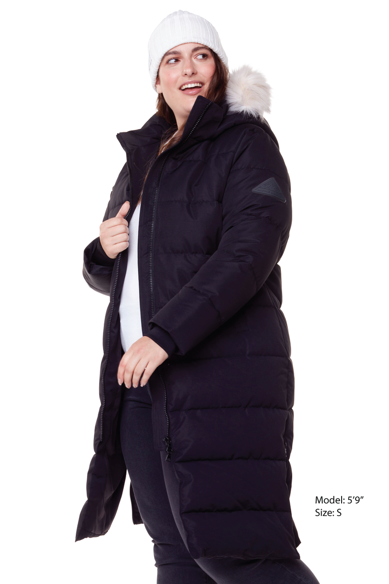 KLUANE PLUS SIZE - Vegan Down Ultra Long Winter Parka, Alternate, color, BLACK