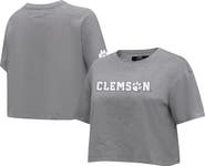 PRO STANDARD Women's Pro Standard Heather Charcoal Clemson Tigers Tonal Neutral Boxy Cropped T-Shirt