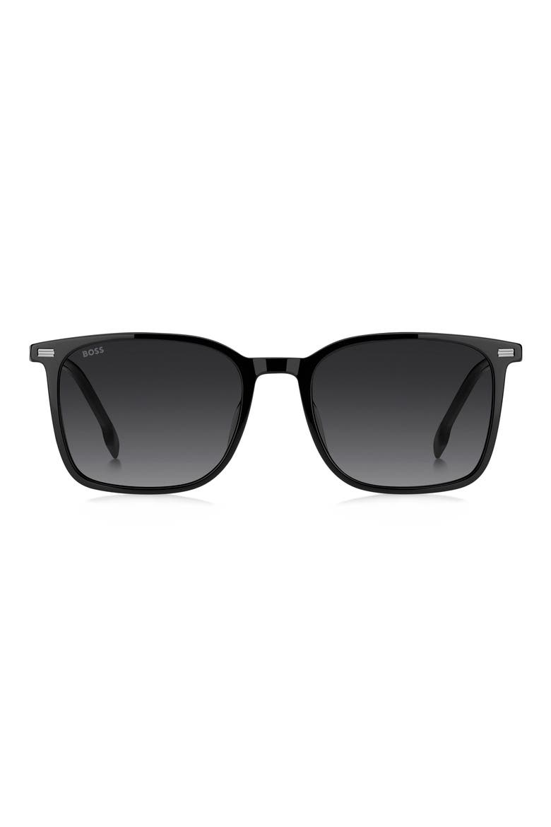 55mm Square Sunglasses, Main, color, BLACK/ DARK GREY SF