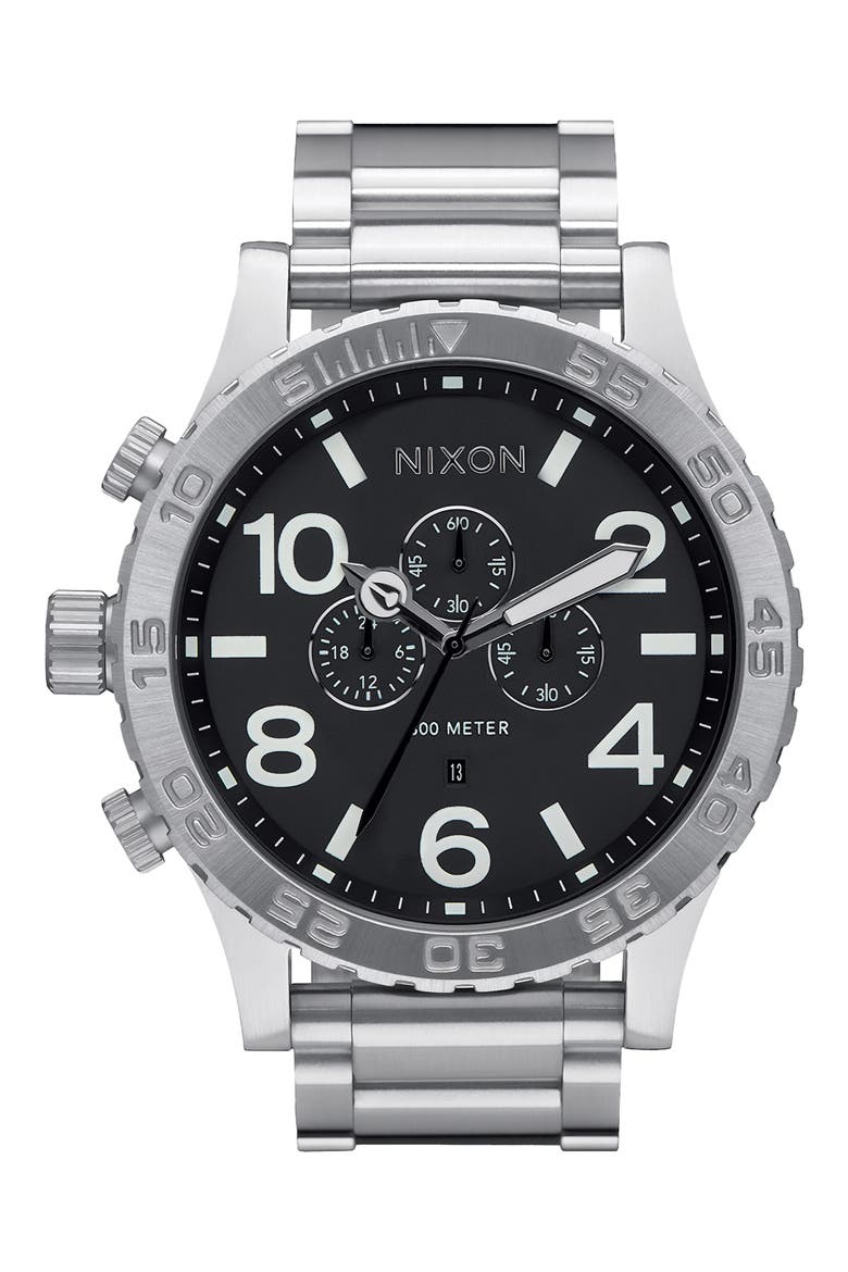 51-30 Chronograph Bracelet Watch, 51mm, Main, color, BLACK