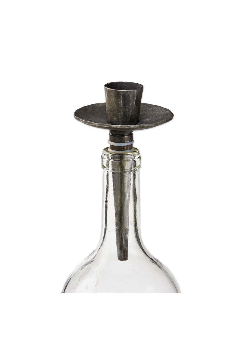 Elegant Black Iron Taper Candle Holder with Bottle Stopper, Main, color, Black