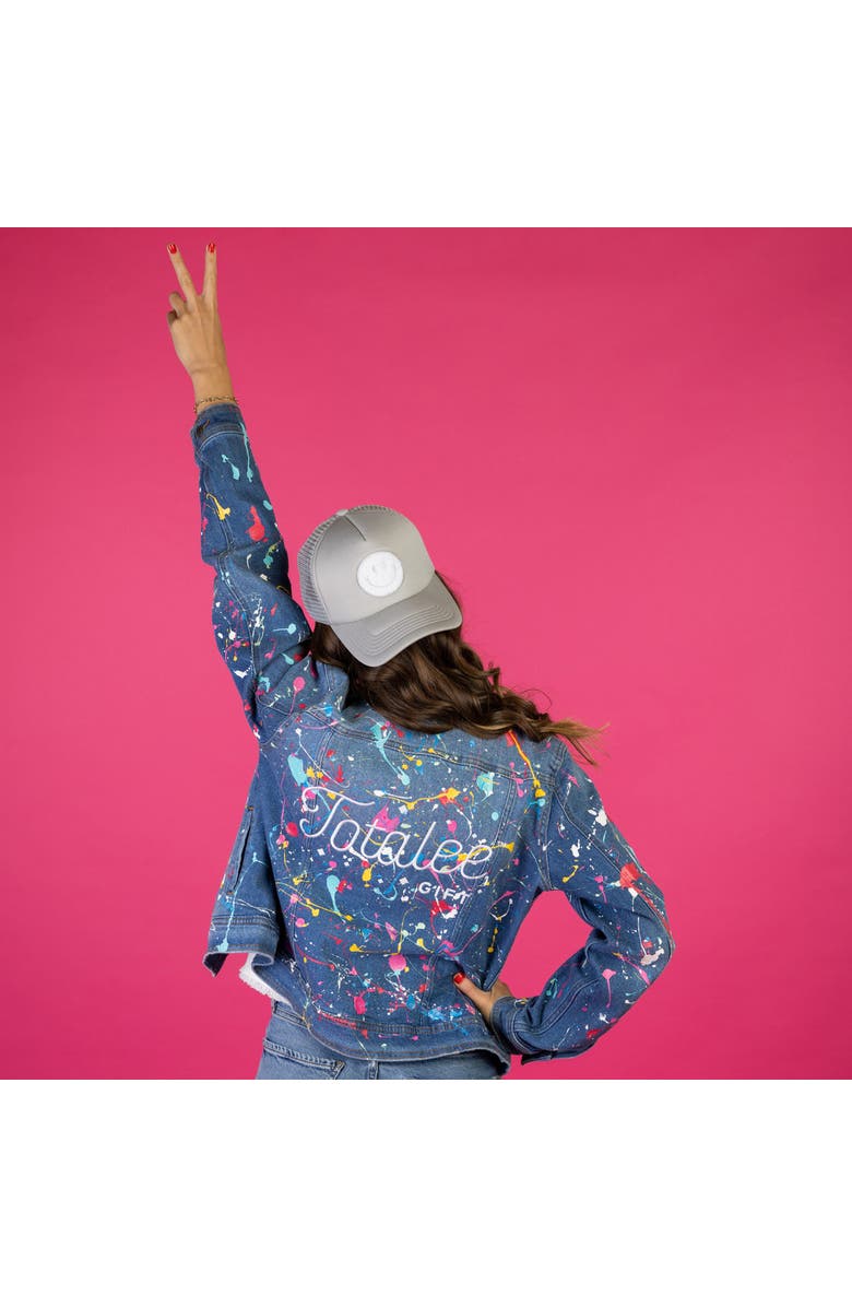 Totalee Gift Smiley Chenille Patch Trucker Hat Cotton Grey, Alternate, color, Grey