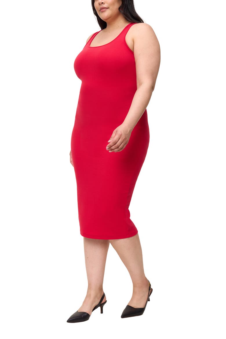The Scoop Neck Midi Dress, Alternate, color, Red