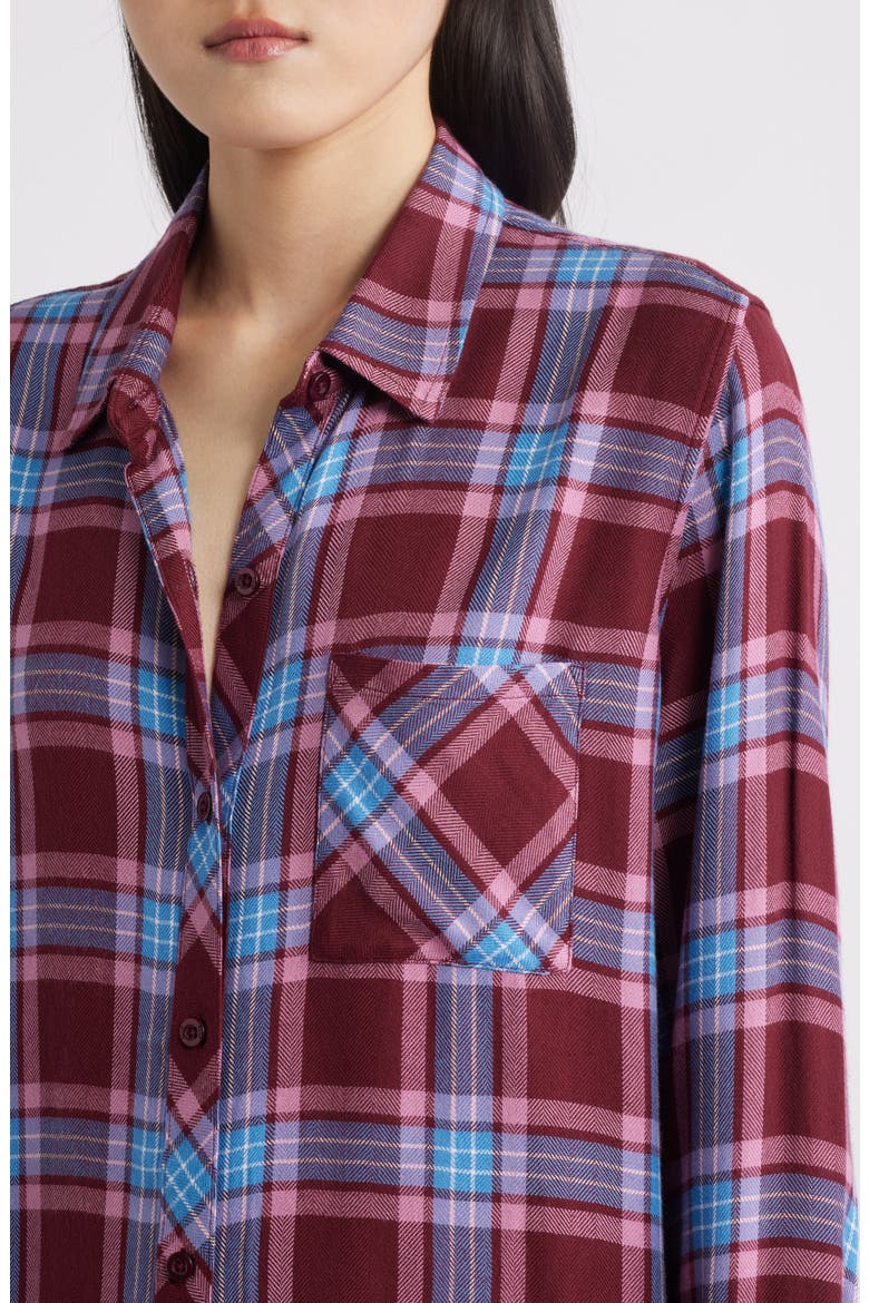 Hunter Plaid Button-Up Shirt, Alternate, color, MERLOT SKY BLUSH