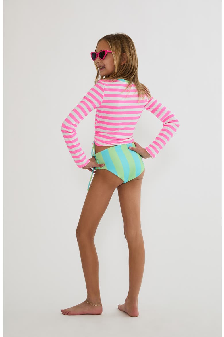 Kids' Little Addie & Janie Long Sleeve Two-Piece Rashguard Swimsuit, Alternate, color, COVE STRIPE