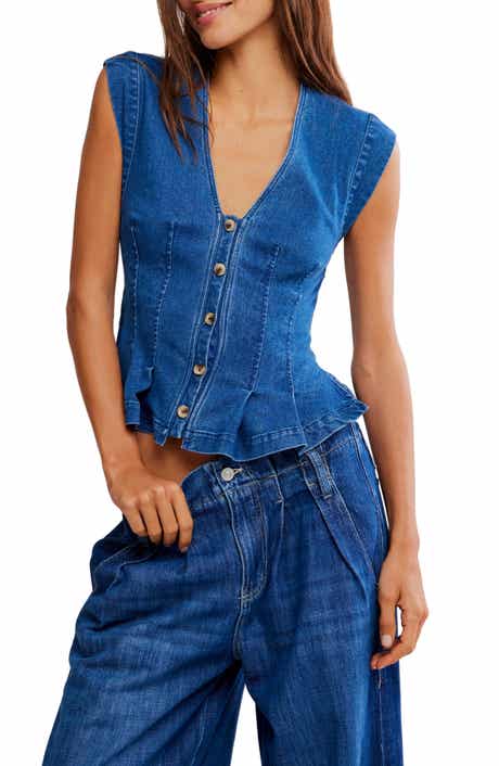 Free People Dylan Denim Waistcoat Top