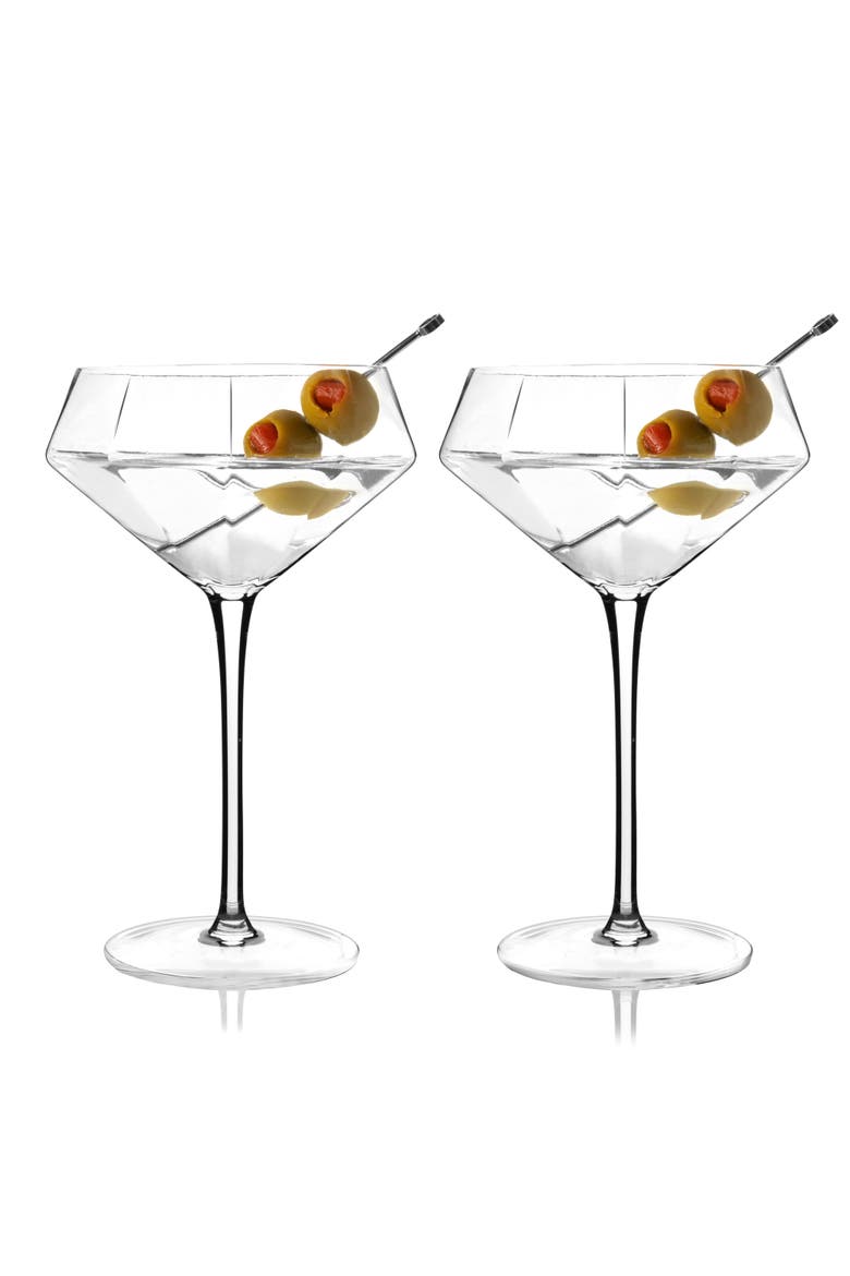 Seneca Crystal Diamond Martini Glasses Set of 2, Alternate, color, Clear