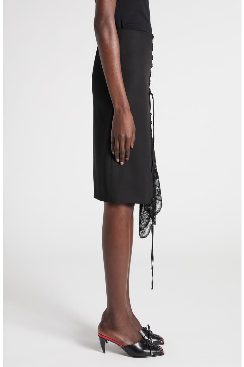 Lace Insert Wool Pencil Skirt, Alternate, color, BLACK