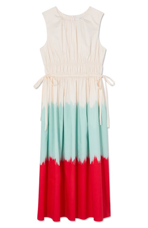 Lk Bennett Viola Dip Dye Print Tie Waist Midi Dress In Ecru Multi