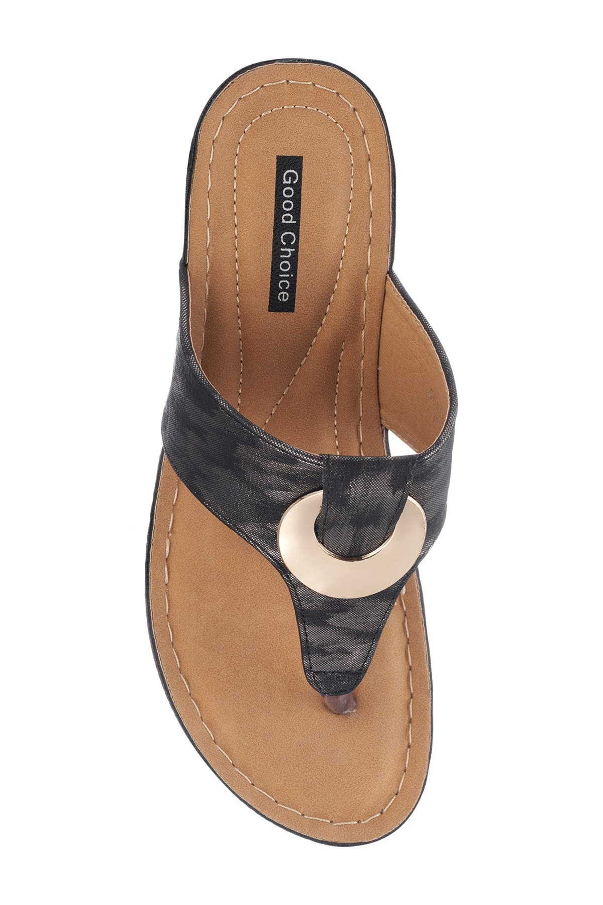 GC SHOES Genelle Wedge Thong Toe Sandal, Alternate, color, Black