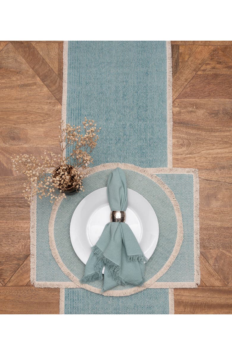 C&F Home Fringed Sea Glass Table Runner 14" x 72", Alternate, color, Blue