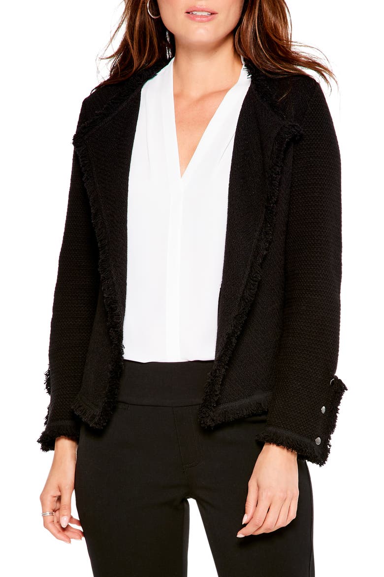 Fringe Mix Knit Jacket, Main, color, BLACK ONYX