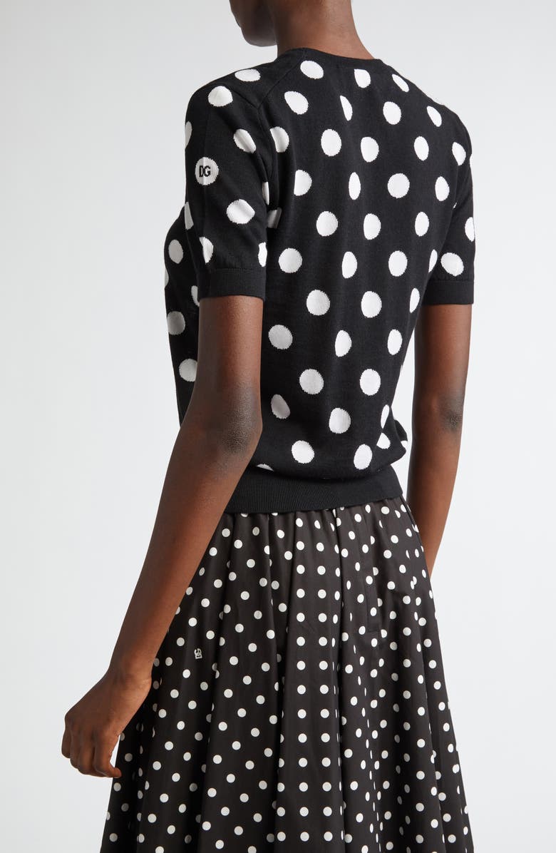 Dolce&Gabbana Polka Dot Jacquard Virgin Wool & Silk Sweater, Alternate, color, 