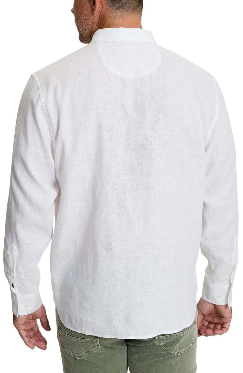 Tommy Bahama Tide the Knot Embroidered Linen Button-Up Shirt, Alternate, color, White