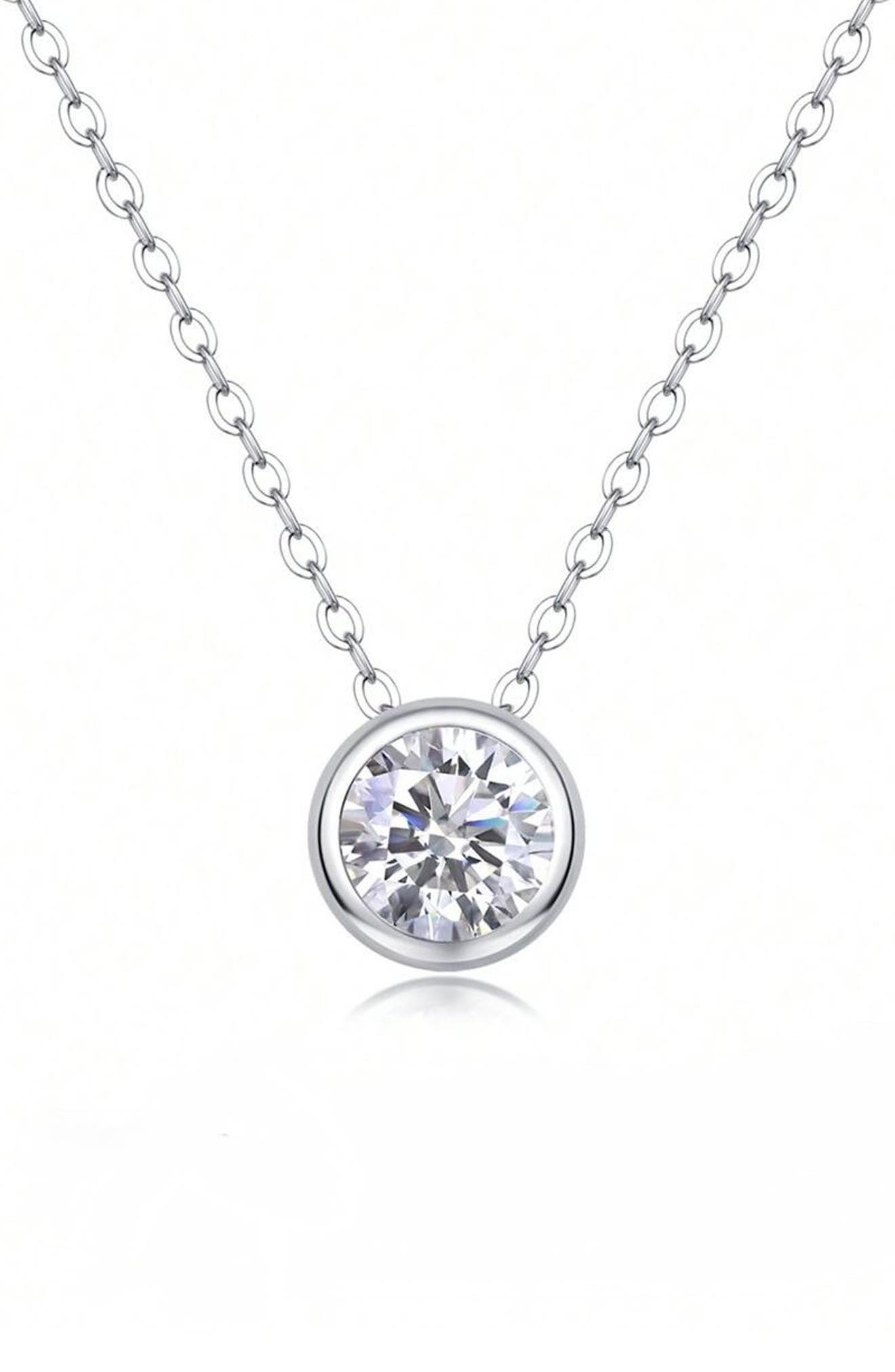House of Frosted Bezel Set Moissanite Pendant Necklace