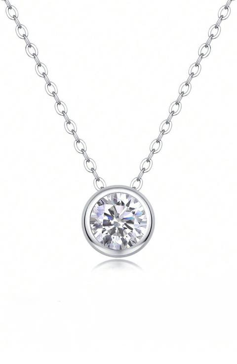 Bezel Set Moissanite Pendant Necklace