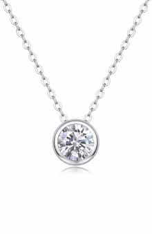 House of Frosted Bezel Set Moissanite Pendant Necklace