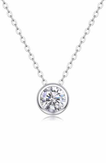 House of Frosted Bezel Set Moissanite Pendant Necklace