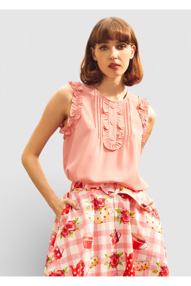 Something Sweet Ruffle Top, Main, color, Strawberry Shake