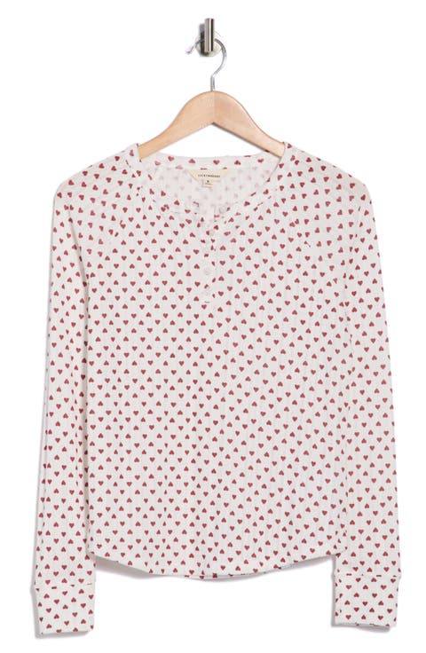 Heart Print Pointelle Henley
