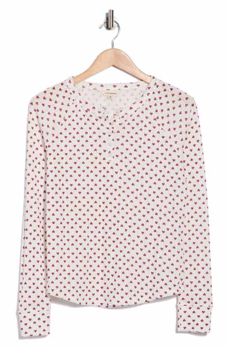 Lucky Brand Heart Print Pointelle Henley