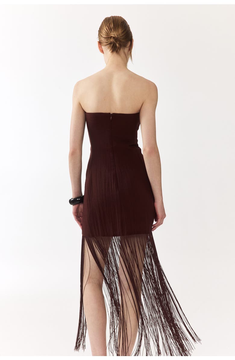 H&M Fringed Bandeau Dress, Alternate, color, Dark Brown