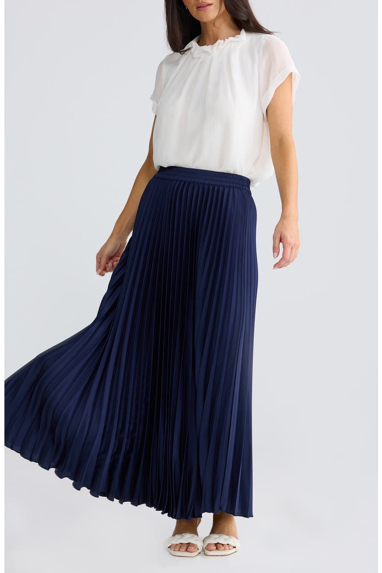 Alias Pleated Maxi Skirt, Alternate, color, NAVY