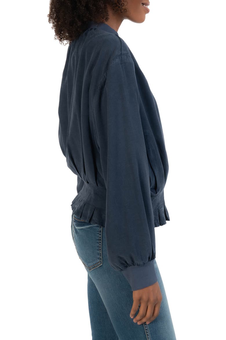 Alina Pleated Bomber Jacket, Alternate, color, NAVY