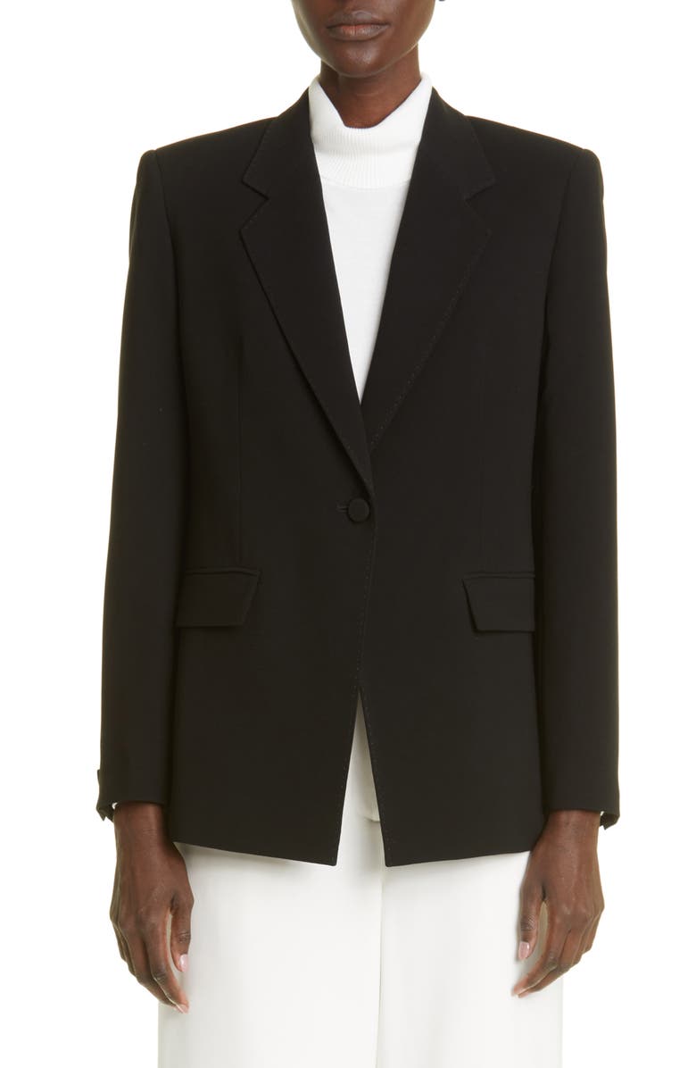 Lafayette 148 New York Holder Tailored One-Button Blazer, Main, color, Black