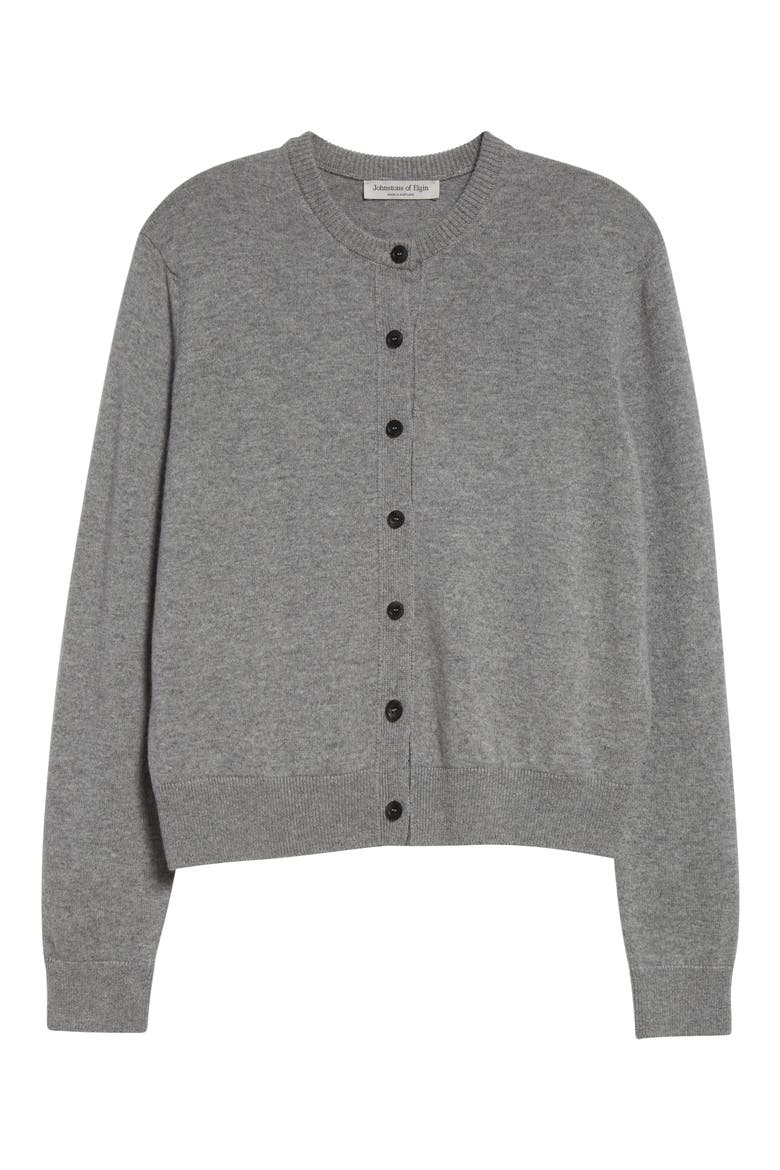 Classic Cashmere Crewneck Cardigan, Alternate, color, LIGHT GREY