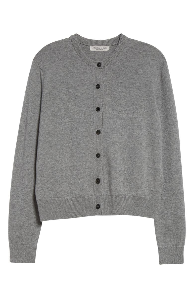 Johnstons of Elgin Classic Cashmere Crewneck Cardigan, Alternate, color, Light Grey