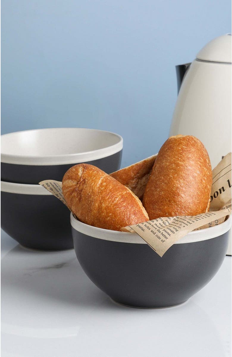 Stone Lain Serenity Stoneware 4-Piece Bowl Set, Alternate, color, Dark Gray And Cream