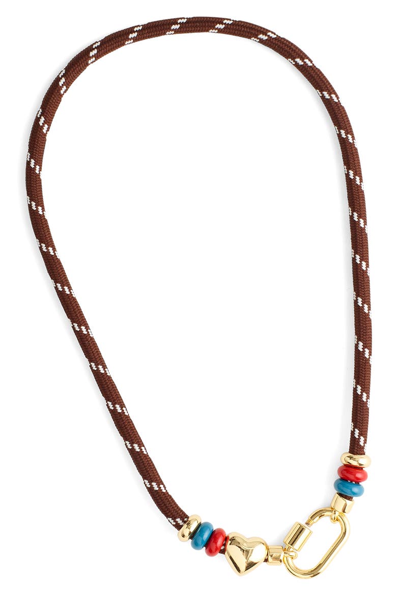 Heart Carabiner Hiker Cord Necklace, Alternate, color, SMOKED CLARET