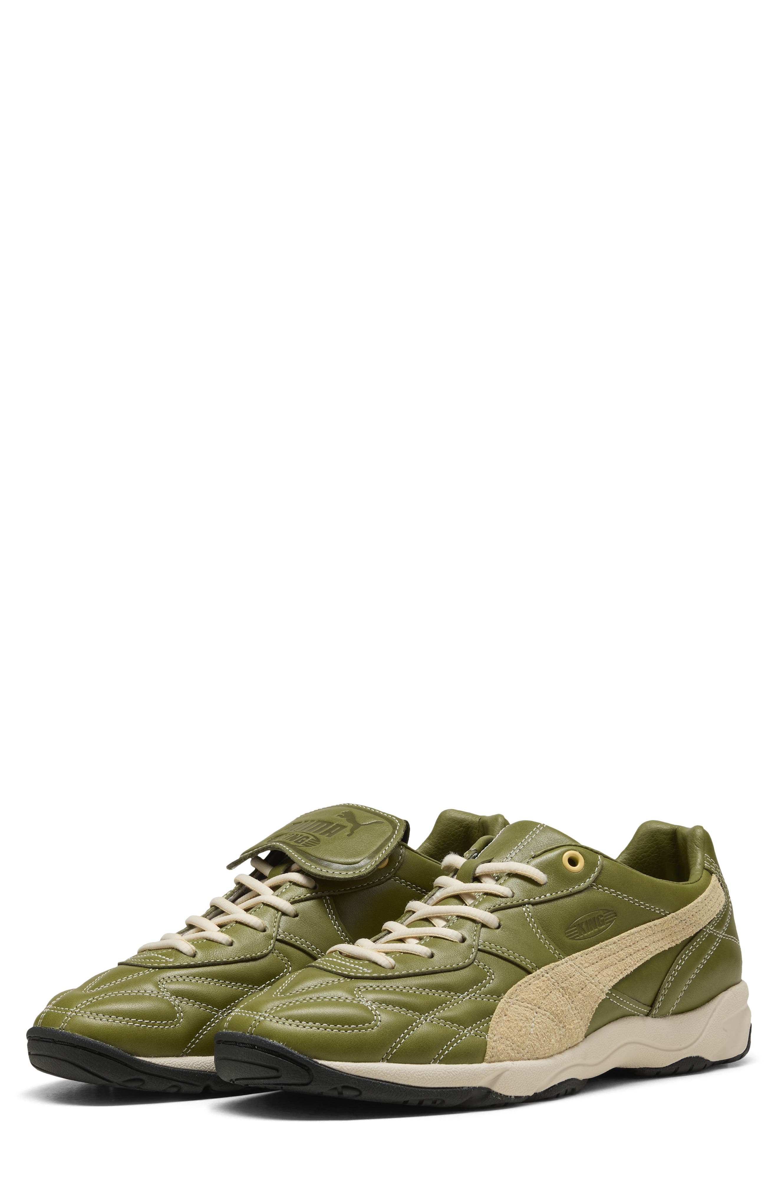 PUMA King Indoor Mix Soccer Sneaker, Main, color, Olive Green/ Light Straw