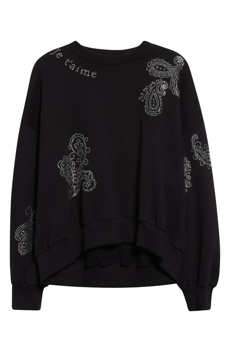 Cinq à Sept Paisley Embellished Graphic Sweatshirt, Alternate, color, Black