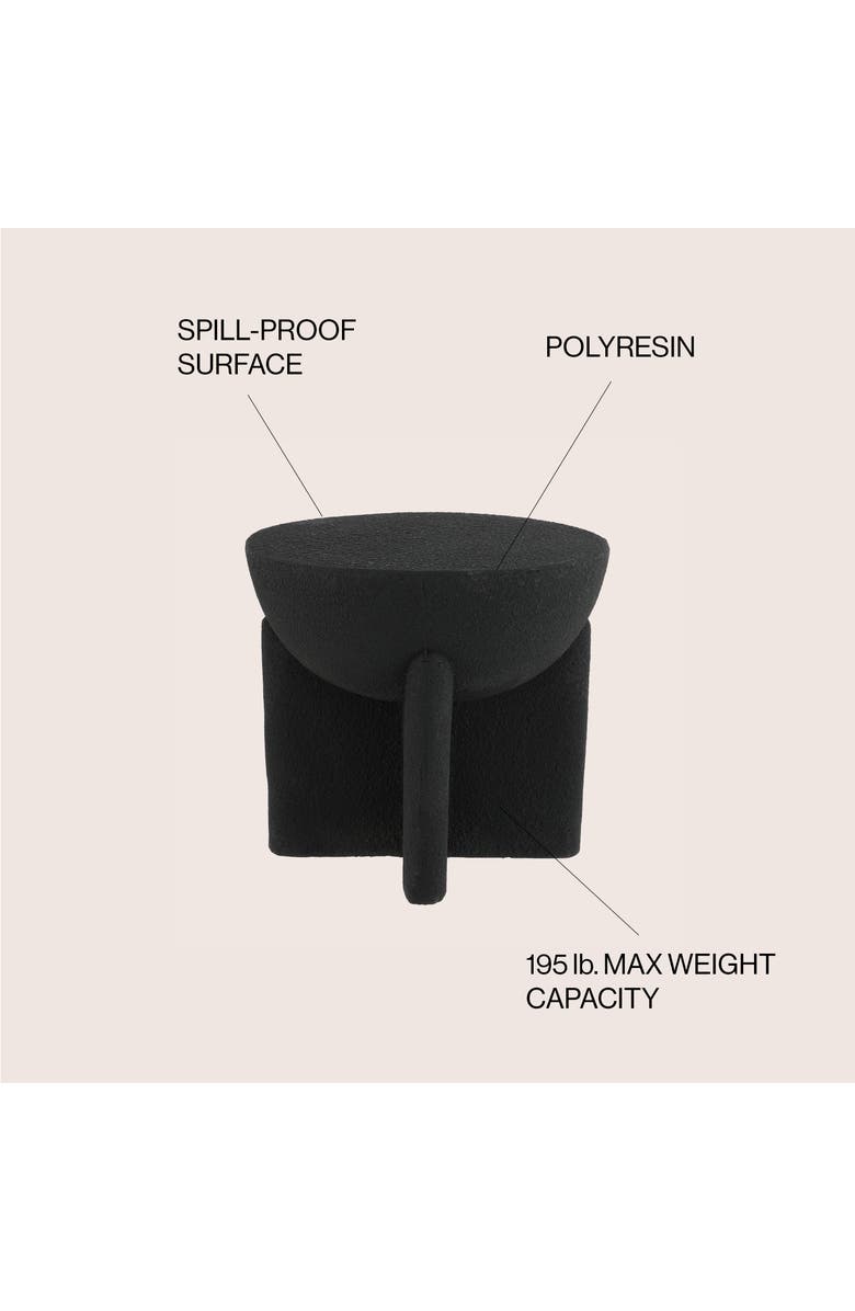 JONATHAN Y Brady 16.25" Minimalist Modern Drum Indoor/Outdoor Accent Table, Alternate, color, Black Frosted