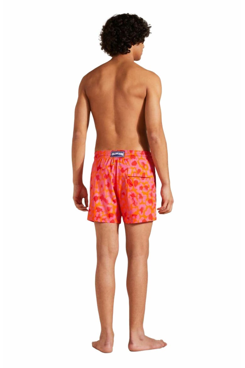 Men's New Leopard Stretch Swim Trunks, Alternate, color, ABRICOT