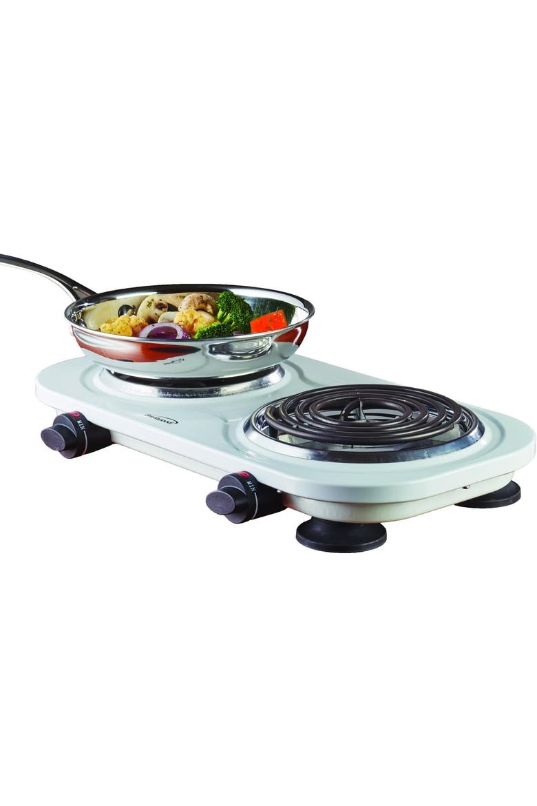 Electric Double Burner, Alternate, color, White