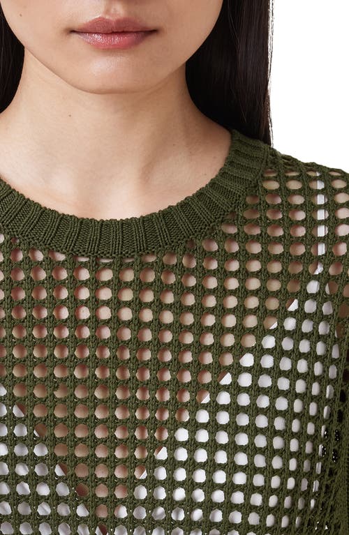 Allsaints Paloma Open Stitch Short Sleeve Sweater In Green