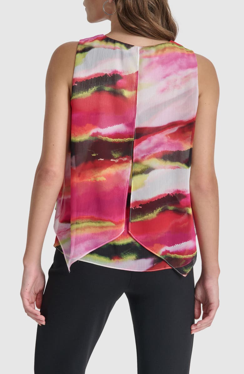 DKNY Printed Sleeveless Chiffon Top, Alternate, color, Multi Geode
