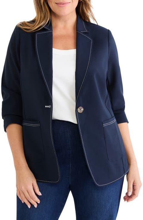 Accent Stitch Sleek Stretch Blazer (Plus)