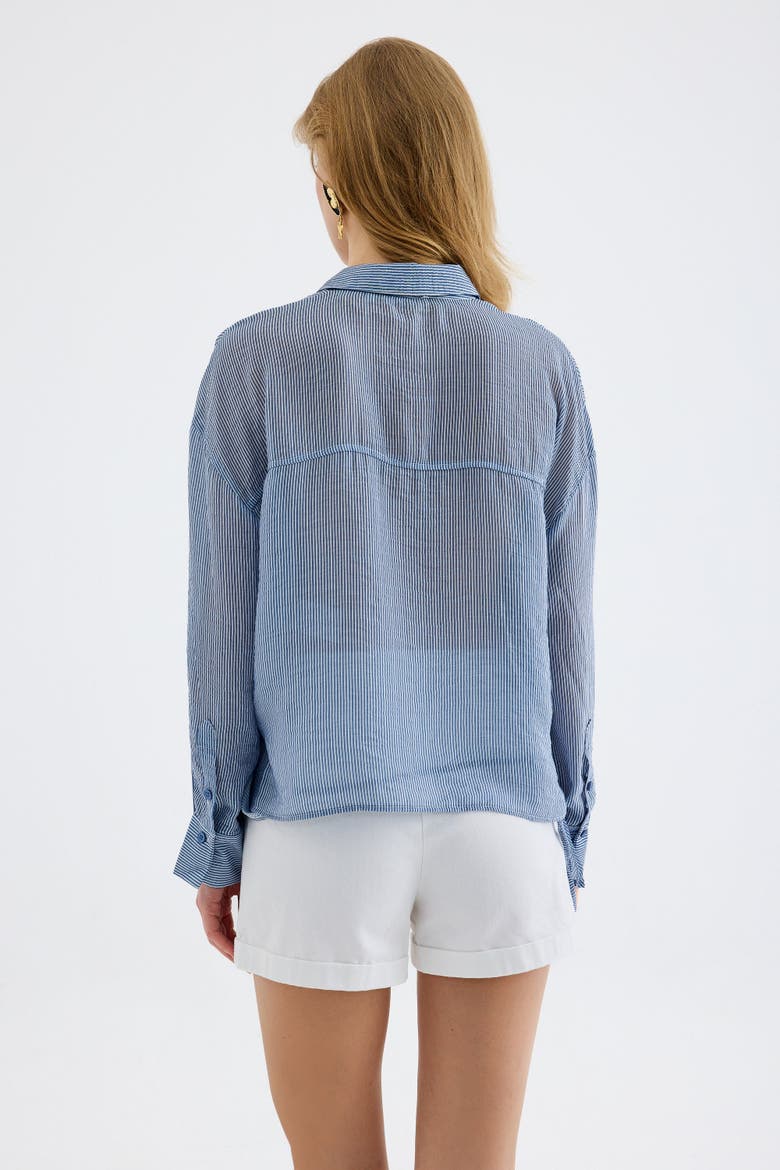 Rosalie Viscose Striped Relaxed Shirt, Alternate, color, Blue